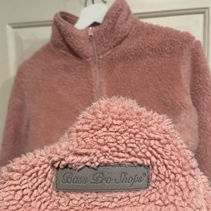 Bass Pro Shops Sherpa Fleece Quarter-Zip Long-Sleeve Pullover for Ladies - Pink
